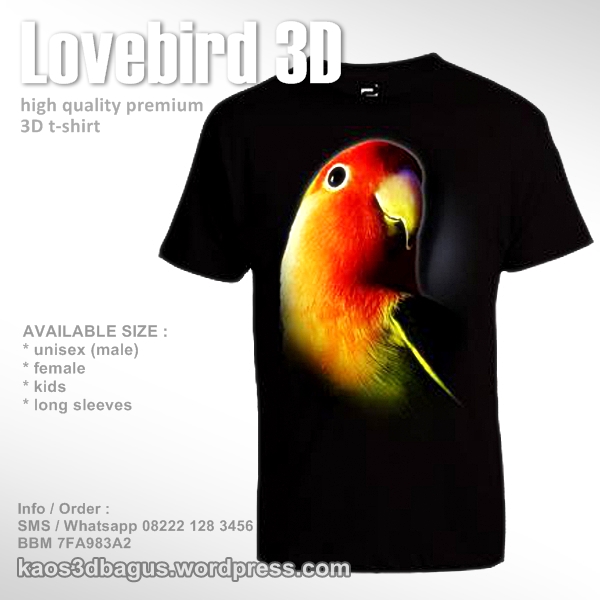  Kaos  3D Lovebird  Kaos  Burung Kicau Kaos  Pecinta Burung 