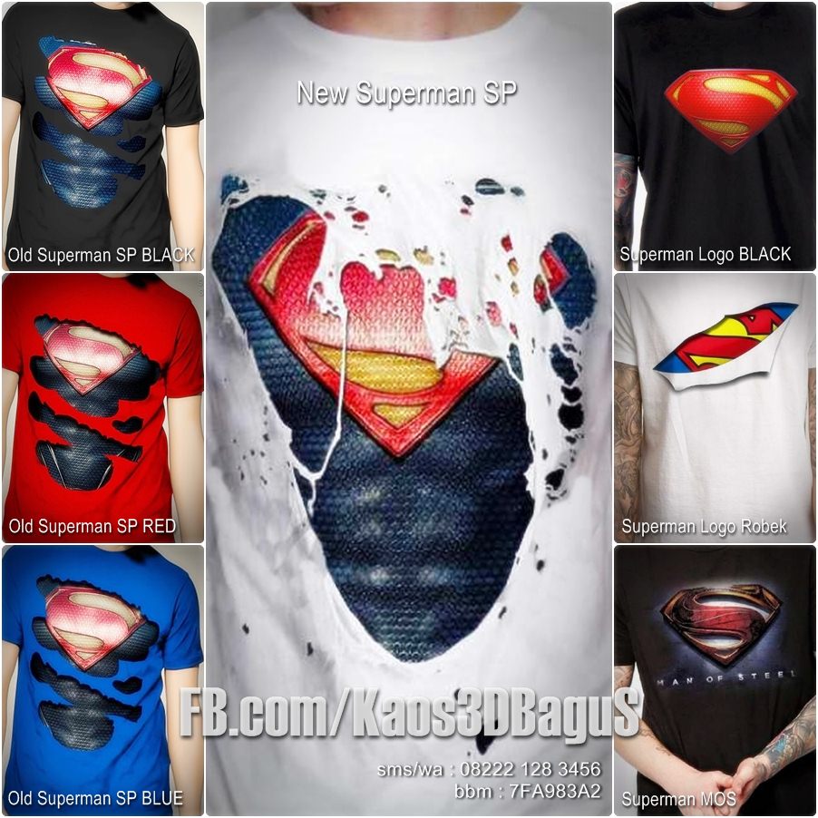 Jual Kaos 3D Umakuka SUPERMAN Logo KAOS 3D BAGUS