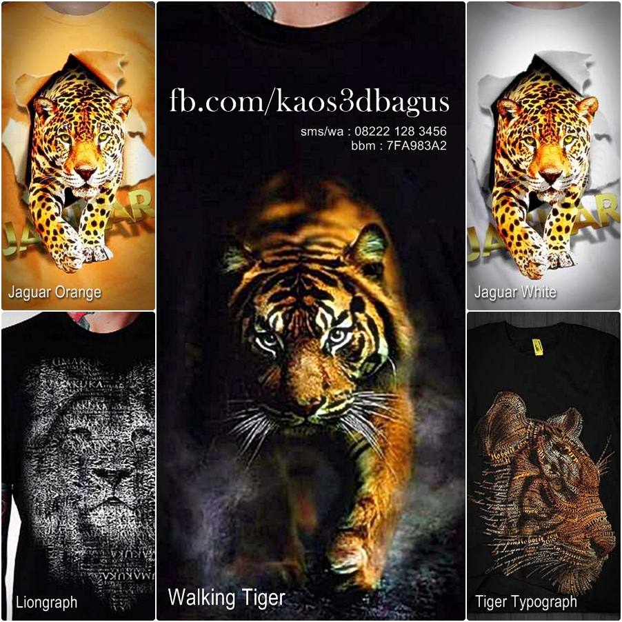 Jual KAOS 3D Umakuka Kaos Gambar Harimau Tiger Macan Tutul
