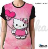 Kaos HELLO KITTY Holding Heart - Grosir Kaos Karakter Murah Hello Kitty