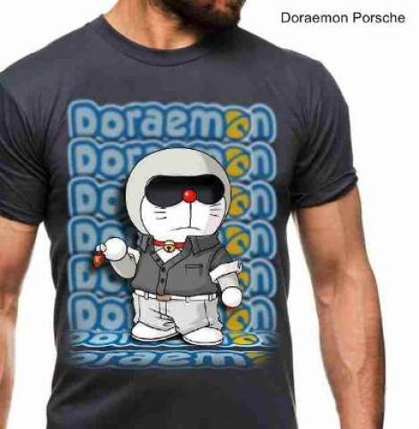 Kaos Karakter Doraemon Porsche - Grosir Kaos Karakter Murah